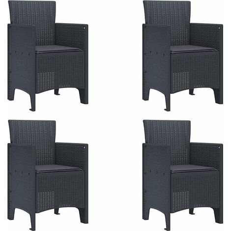 Lot de 4 Chaise de jardin,Chaise d'extérieur Anthracite 53 x 49 x 85 cm PP CFW2992774 (1/5)