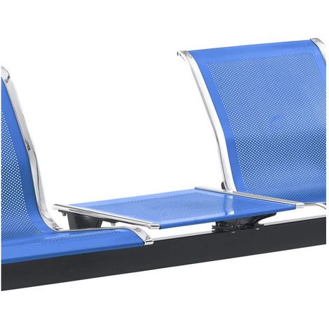 Tavolino in Acciaio Microforato Blu - Piano d'Appoggio Applicabile su Trave per Panche