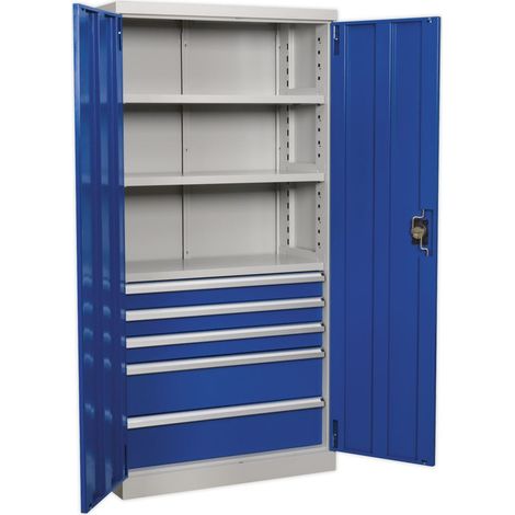 Sealey APICCOMBO5 Premier Industrial™ Cabinet with 5 Drawers & 3 Shelves 1800mm