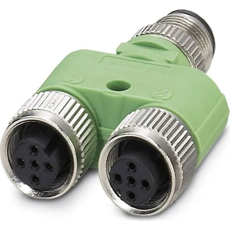 [NEUWERTIG] B-Ware Phoenix Contact Verteiler Adapter Y Form Sensorik M12 Stecker Grün 4pol 5 Stück