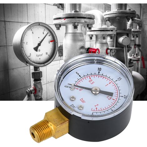 Mechanisches Manometer mit 1/8"-BSPT-Anschluss an der Unterseite für Luft, Öl und Wasser (0-30 psi, 0-2 bar) (1/5)