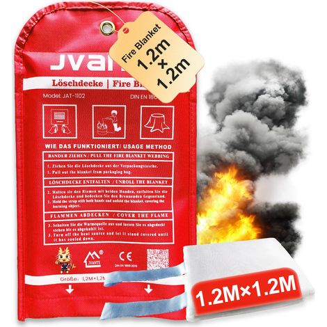 Couverture anti-feu 1,2 x 1,2 m DIN EN 1869:2019 Couverture anti-feu pour cuisine, voiture, bureau Couverture de protection incendie avec récipient de rangement Pièce unique (1/5)