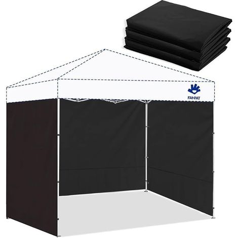 3 Pièce Parois Latérales pour Tonnelle, Tonnelle Pliante Imperméable 3 x 3 m, 99% Protection UV (Seulement 3 Parois Latérales, Tente de Baldaquin Non Incluse dans) (Noir, 3PCS) (1/4)