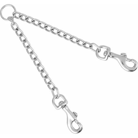 royaluxe -Double laisse pour chien, chaîne en métal durable, anti-mastication, anti-nœuds, double extension de laisse pour chien pour 2 chiens pour la promenade (1/5)