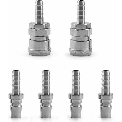 Pack de 6 embouts compresseur air 8mm – Raccord pneumatique rapide male femelle – Compatible avec tuyaux GPL – Prévention fuites d'air (1/5)