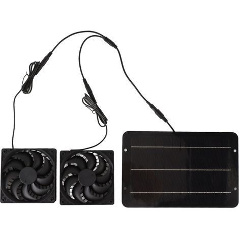 Solarbetriebenes Lüfterset, wasserdicht und tragbar, 10 W, 12 V, für Hühnerställe, Gewächshäuser, Hundehütten, Schuppen, zur Kühlung und Belüftung (1/5)