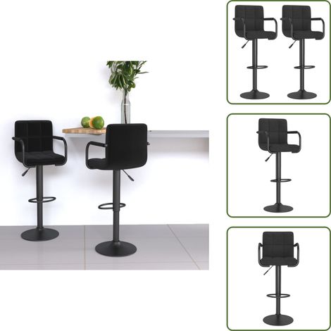 Barhocker 2 Stk. Schwarz Stoff - Barhocker - Tresenhocker - Thekenhocker - Barstuhl (1/5)
