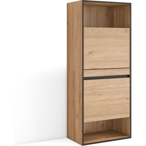 Skraut Home - Zapatero, Armario zapatos botas, 60x145x35 cm, Dormitorio, habitación, Mueble auxiliar, Estilo Moderno, Roble (1/5)