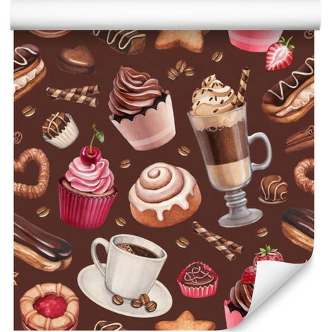 Papier peint Café et Bonbons pour salon et chambre 50x1000 cm (1/5)