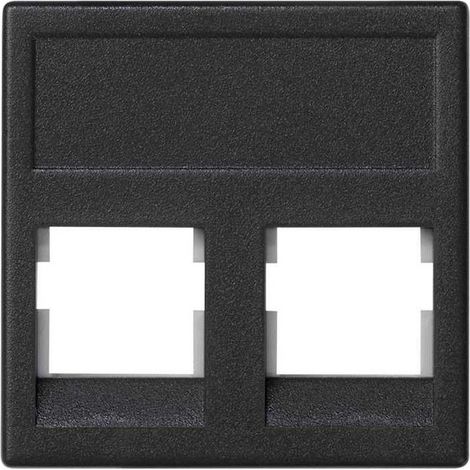 Simon Connect K45 Dual 2xRJ Datenbuchsenplatte, flach schwarz, KB076/14