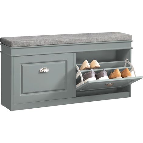 Zapatero Banco con 2 cajones,Banco de almacenamianto,L104 x P24 x H51cm Gris FSR64- HG SoBuy ES