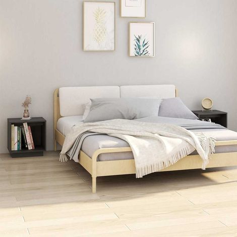 vidaXL Bedside Cabinets 2 pcs Grey 40x30x40 cm Solid Wood Pine (1/5)