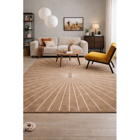 Tapis design WarmEmbrace - Designertapis - 290x190cm, Rectangular - 100% Laine vierge - Tufté main - Beige
