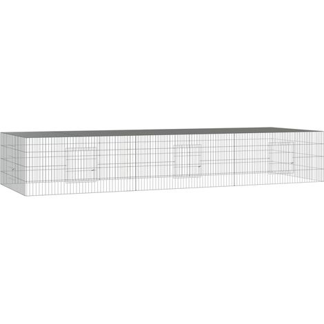 Cage à lapin 3 panneaux 325 x 109 x 54 cm Fer galvanisé Argent (1/5)