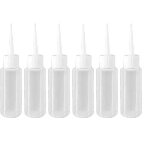 Lot de 6 flacons souples vides et rechargeables en plastique de 50 ml à goulot pointu-9X3CM-White
