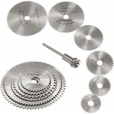 Nouveau 7pc HSS lames de scie outil rotatif, Circulaire en bois de coupe lame de scie Disques pour Dremel Outil rotatif Mandrin avec tige d'extension 1/8quot(3.175mm) (1/4)
