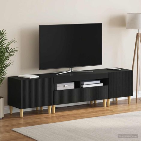 vidaXL 3 Piece LED TV Cabinet ARNHEM 3 pcs Black Engineered Wood (1/5)