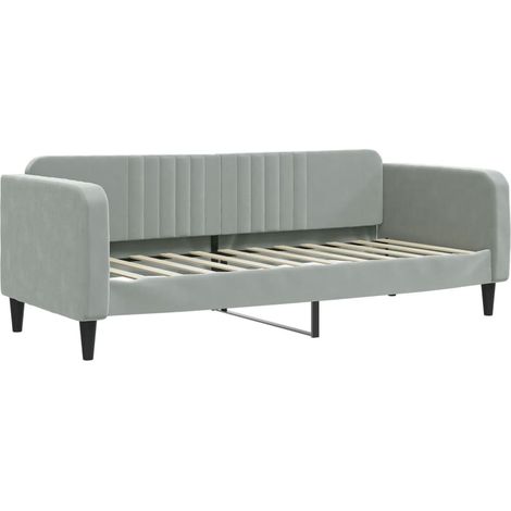 Lit de jour gris clair 80x200 velours (1/5)
