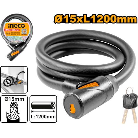 Cavo Antifurto Moto Bike Scooter in Guaina e lucchetto 1,5x100 cm. con 2 Chiavi (1/2)