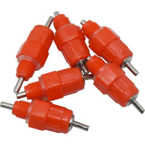 Poules, poulets et canards Red 6 pièces distributeur automatique de tétines, vis à vis alimentation du bétail et équipement d'arrosage 5,2 1,5 cm