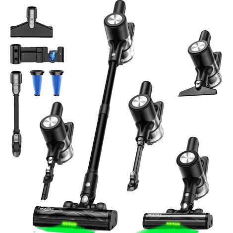 Aspirapolvere senza fili, potente aspirazione, design autoportante, nero, spina europea 100V-240V (1/2)
