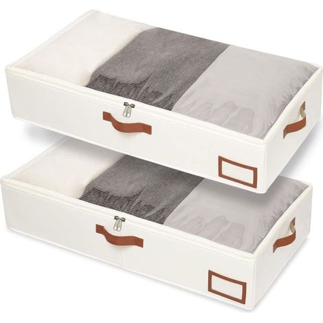 Lot de 2 boîtes de rangement sous le lit, sacs de rangement pour vêtements, boîtes de rangement, organisateurs sous le lit, sacs de rangement pour divers objets (1/5)