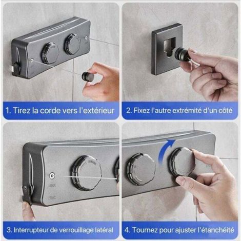 Corde À Linge Rétractable - Acier Inoxydable - Pour Intérieur Et Extérieur - 2 × 5 M (1/4)