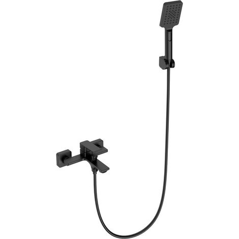 Miscelatore vasca in ottone nero con doccetta e flessibile PVC  KAM-DIANA NERO kamalu