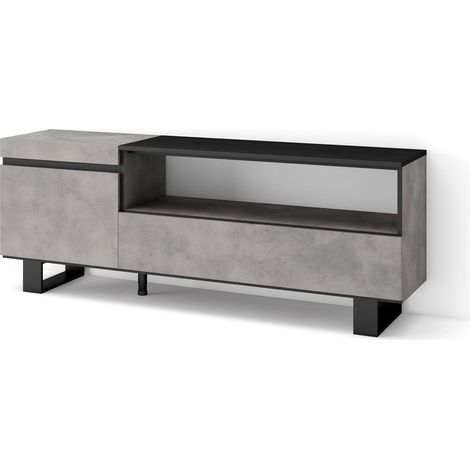 Skraut Home - TV-Schrank, Lowboard, für Wohnzimmer und Esszimmer, 150x57x35cm, Für TV-Geräte bis zu 65", Industriedesign, Moderner Stil, Zementgrau (1/5)
