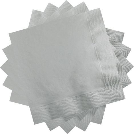 Serviettes 33x33cm 20 pièces Argent pour Fête & Mariage