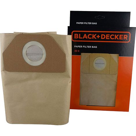 SACCHETTI RACCOGLIPOLVERE IN CARTA per bidone aspiratutto lt. 30  - BLACK DECKER
