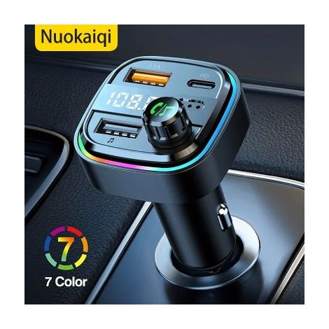 C-series car charger, FM frequency digital display, Bluetooth player, car cigarette lighter, PD fast charger wholesale - Black (1/3)