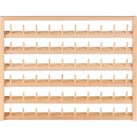 1 Support Bobine en Bois de Hêtre, 60 Niveaux, Mural ou Debout, pour Fil à Coudre, Broderie, Matelassage