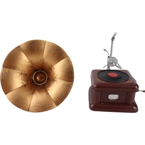 Gramophone vintage européen, ornements décoratifs, modèle de tourne-disque en fer, artisanat pour la maison (1/5)