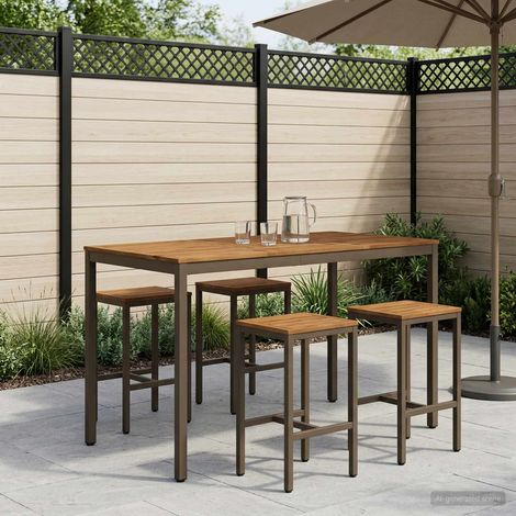 vidaXL Table de Bar de Jardin NAARDEN Naturel et café (1/5)