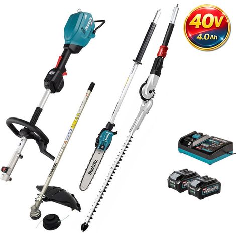 MAKITA Pack Outil Multifonctions 40V UX01G + Coupe-herbe + Perche élagueuse + Taille-haies + 2 batt 4Ah avec chargeur (1/5)