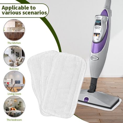 Adecuado para recambio de mopa de vapor Shark S3101, S3111 y S3250 con alfombrilla de arrastre de microfibra (3 piezas)