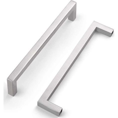 Lntyq Ensemble de 10 poignées d'armoires de cuisine, poignées de meubles, poignées de tiroir, poignées de porte d'armoire en acier inoxydable argenté, entraxe 96 mm(10.83.51.2cm) (1/5)