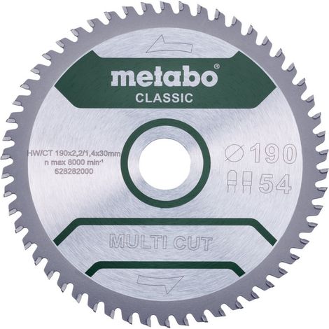 METABO Sägeblatt "multi cut - classic", 190x2,2/1,4x30 Z54 FZ/TZ 5° /B (628663000) (1/3)