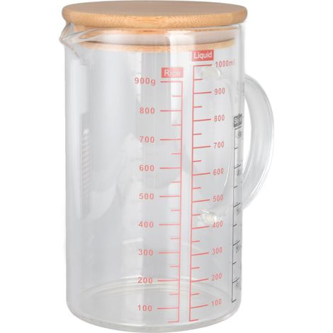 Verre doseur gradué résistant à la chaleur, ustensile de cuisine micro-ondes, pot transparent pour lait et yaourt, 1000 ml (1/5)