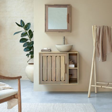 Meuble de Salle de bain en bois d'acacia 80 Lila (1/5)