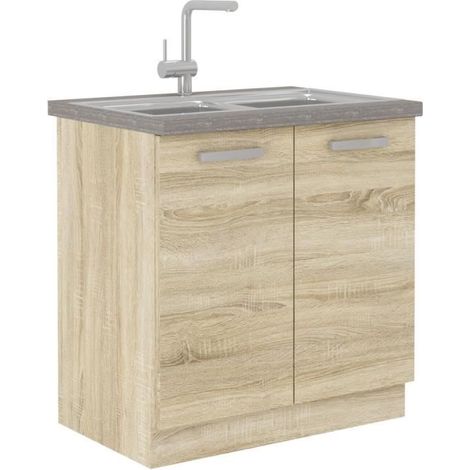 BigBuy LASSEN mueble bajo fregadero roble claro Sonoma (1/4)