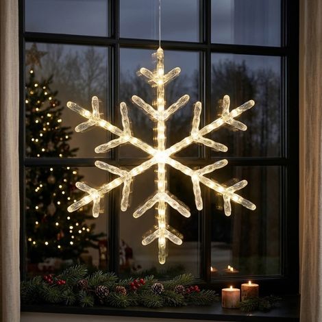 Warm White Battery Operated Snowflake Window Light (1/2)