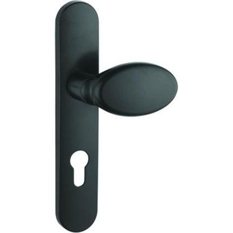 Poignée de porte palière Sultane – Zamak fondu anthracite – Carré 7mm – Entr'axes 195mm – Trou de cylindre (1/3)