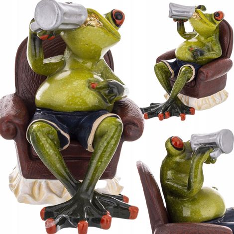 Froschfigur, lustiger Frosch mit Bier, Geschenk für Bierliebhaber (1/5)