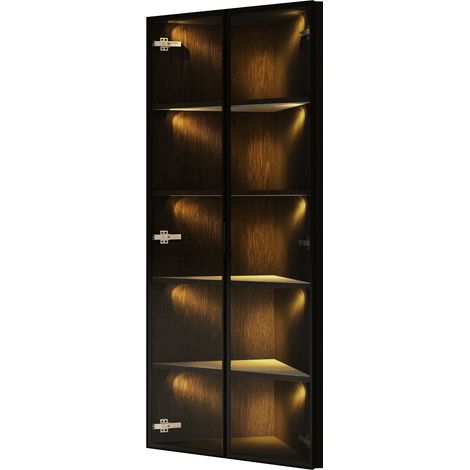 Vitrina de cristal LED negra 62 x 35 x 160 cm HOMVRA (1/5)