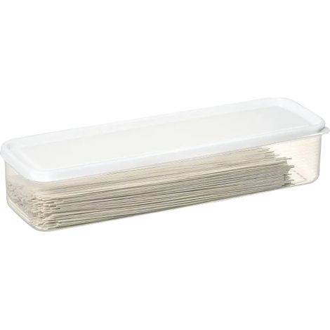 Contenedores para almacenar alimentos, diseño rectangular alargado, plástico reutilizable, 4 grandes envases blancos para leche. (1/2)