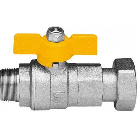 VALVOLA ARRESTO A SFERA IN OTTONE CON FARFALLA PER GAS MASCHIO DADO GIREVOLE - 3/4 X 3/4  - ENO