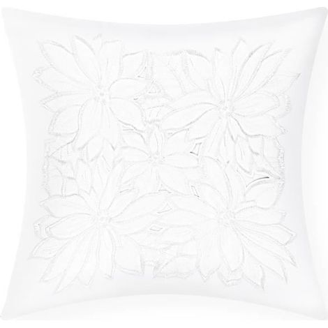 Housses de Coussin - AVIZAR - 40x40 cm - Brodées Florales - Blanc - Design Contemporain