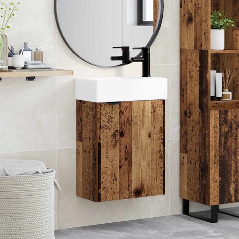Módulo de baño con grifería Madera envejecida